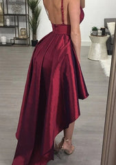 A-line V Neck Sleeveless Taffeta Asymmetrical Homecoming Dress