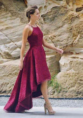 A-Line/Princess Square Neckline Asymmetrical Lace Cocktail Dress With Pleated Look