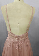 Elegant A-Line/Princess V-Neck Long/Floor-Length Tulle Prom Dress/Evening Dress With Beading Sequins