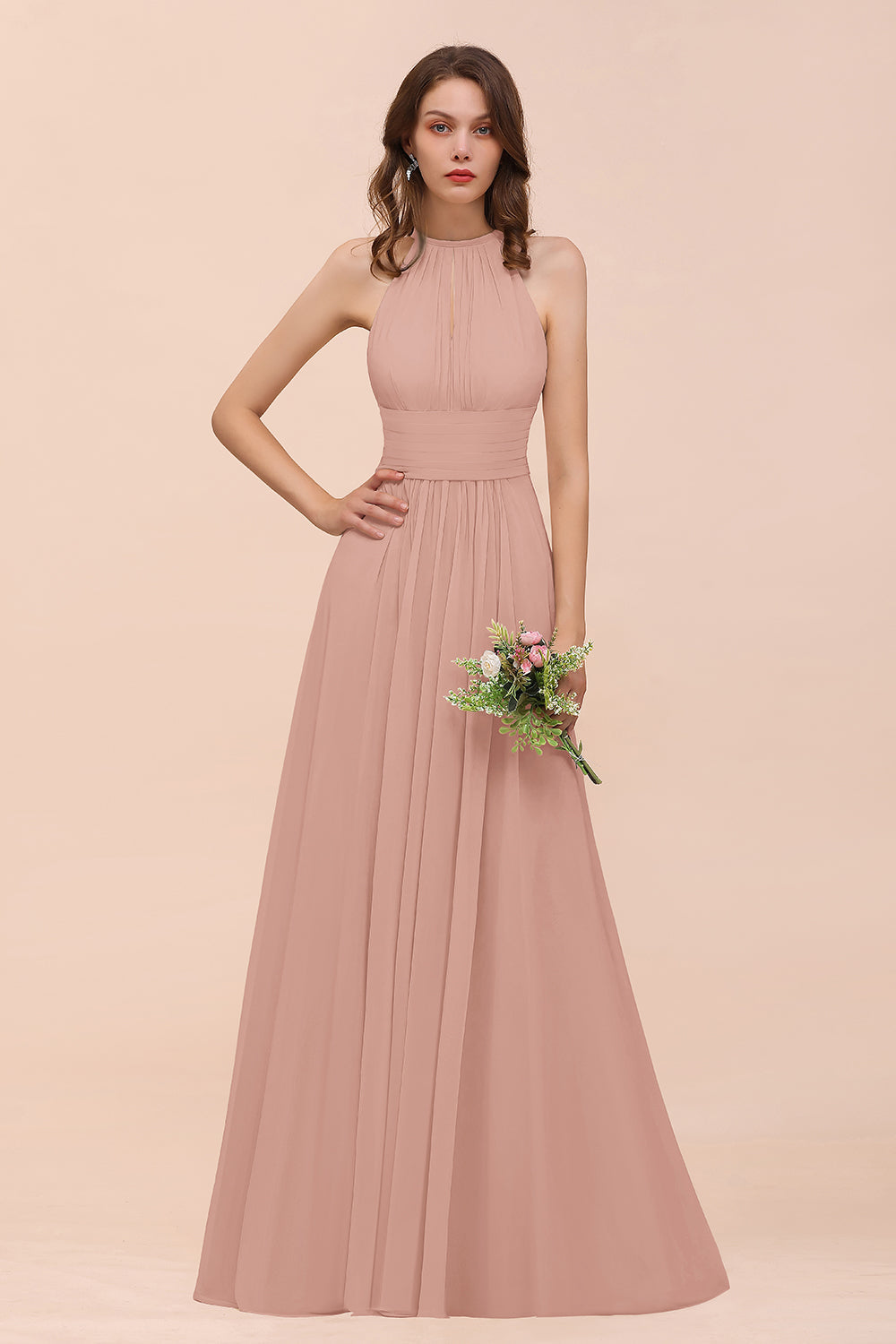 Elegant Chiffon Jewel Ruffle Champagne Affordable Bridesmaid Dresses Newinlook Elegant Chiffon Jewel Ruffle Champagne Affordable Bridesmaid Dresses Newinlook