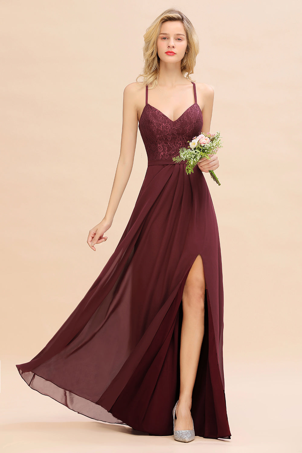 Elegant CrissCross Back Burgundy Lace Bridesmaid Dresses With Spaghett Newinlook Elegant CrissCross Back Burgundy Lace Bridesmaid Dresses With Spaghett Newinlook