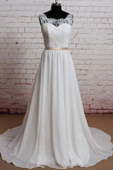 Elegant Lace Chiffon A-line Wedding Dress Online
