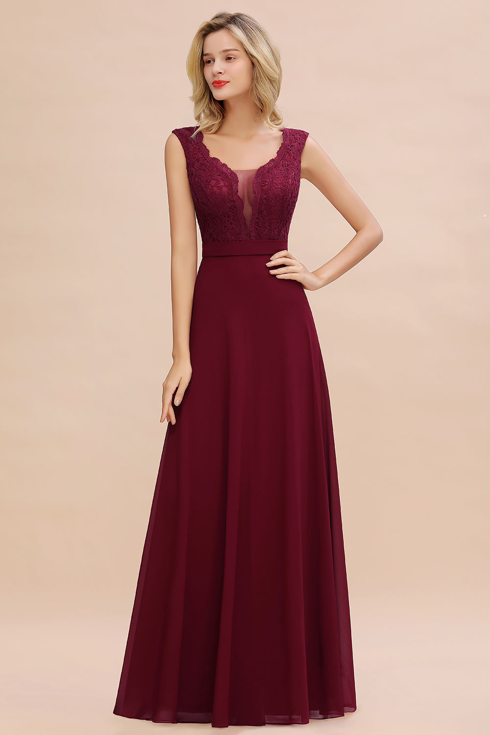 Elegant Lace Deep V-Neck Burgundy Bridesmaid Dresses Affordable Newinlook Elegant Lace Deep V-Neck Burgundy Bridesmaid Dresses Affordable Newinlook