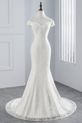Elegant Lace Off-the-Shoulder White Mermaid Wedding Dresses Affordable Online