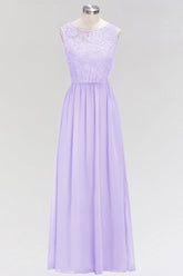 Elegant Lace Sleeveless Pleated Lavender Bridesmaid Dresses Online