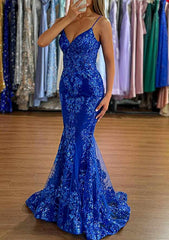 Elegant Trumpet/Mermaid Prom Dress/Evening Dress with Glitter Appliques