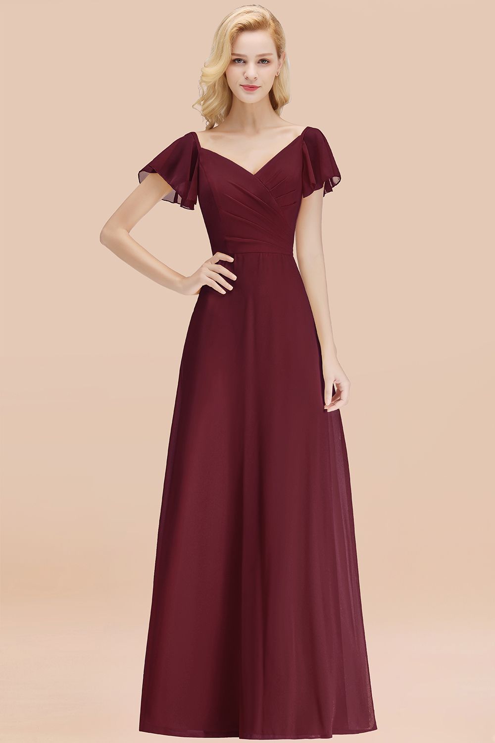 Elegent Short-Sleeve Long Bridesmaid Dresses Yellow Chiffon Wedding Pa Newinlook Elegent Short-Sleeve Long Bridesmaid Dresses Yellow Chiffon Wedding Pa Newinlook