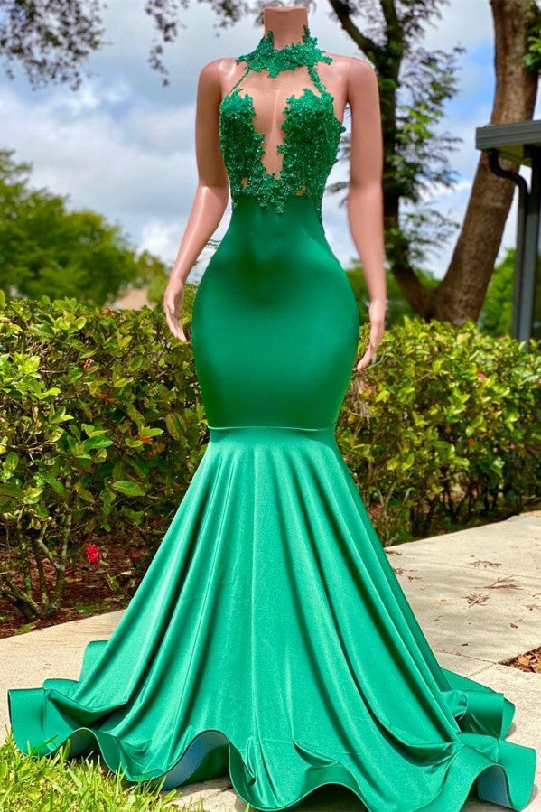 Emerald Green Prom Dress Mermaid High Neck Sleeveless Newinlook Emerald Green Prom Dress Mermaid High Neck Sleeveless Newinlook