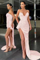 Newinlook Orange Sweetheart Mermaid Evening Dress With Split