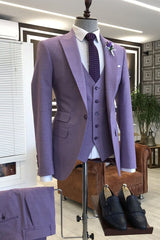 Newinlook Shining Violet Purple Three-Piece Prom Suit for Party