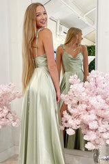 Newinlook Elegant Mermaid Spaghetti-Straps Sleeveless Split Evening Dress