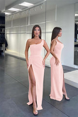 Newinlook Pretty Long One Shoulder Sleeveless Mermaid Evening Dress Slit