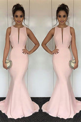 Newinlook Mermaid Pink Long Evening Dress