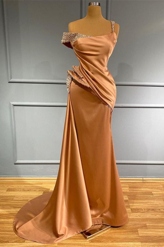 Long Off the Shoulder Mermaid Ruffles Formal Dress With Beading