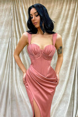 Newinlook Mermaid Shoulder Straps Strapless Evening Dress With Split