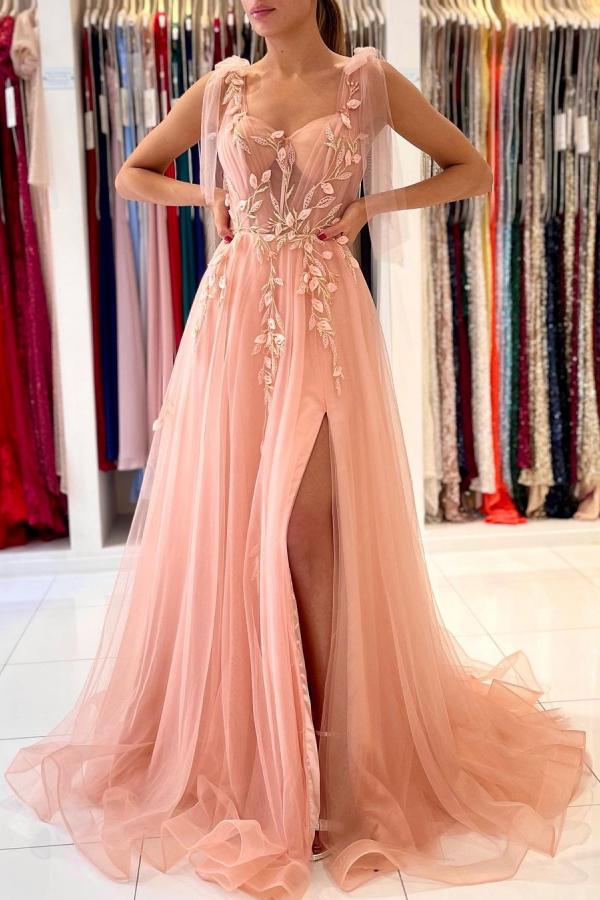 Fairy Tulle Prom Dress Slit Long With Appliques Newinlook Fairy Tulle Prom Dress Slit Long With Appliques Newinlook