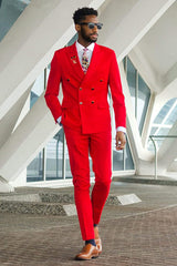 Newinlook New Red Double-Breasted Marriage Suit with Peaked Lapel