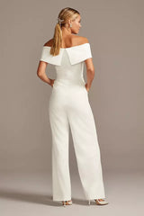 Newinlook Graceful White Off-the-Shoulder Sleeveless Strapless Long Jump Suit