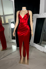 Newinlook Red Sleeveless Charming Evening Dress With Split