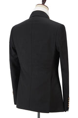 Newinlook Black Double-Breasted Wedding Blazer with Peak Lapel