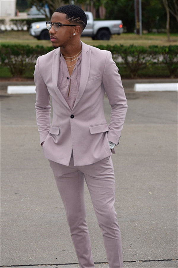 Newinlook New Arrival Bespoke Pink Men’s Wedding Suit with One Button