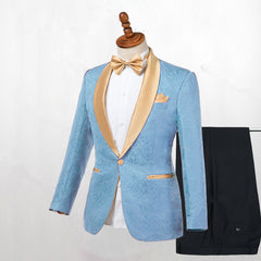 Newinlook Blue Shawl Lapel One-Button Wedding Suit for Men’s Parties