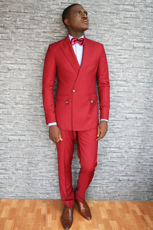 Newinlook Handsome Red Blazer Marriage Suit with Peaked Lapel