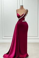 Stunning Long Mermaid One Shoulder Beaded Sleeveless Prom Gown