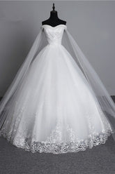 Glamorous Strapless Sweetheart Tulle Wedding Dress Sleeveless Appliques Bridal Gowns with Rhinestones On Sale