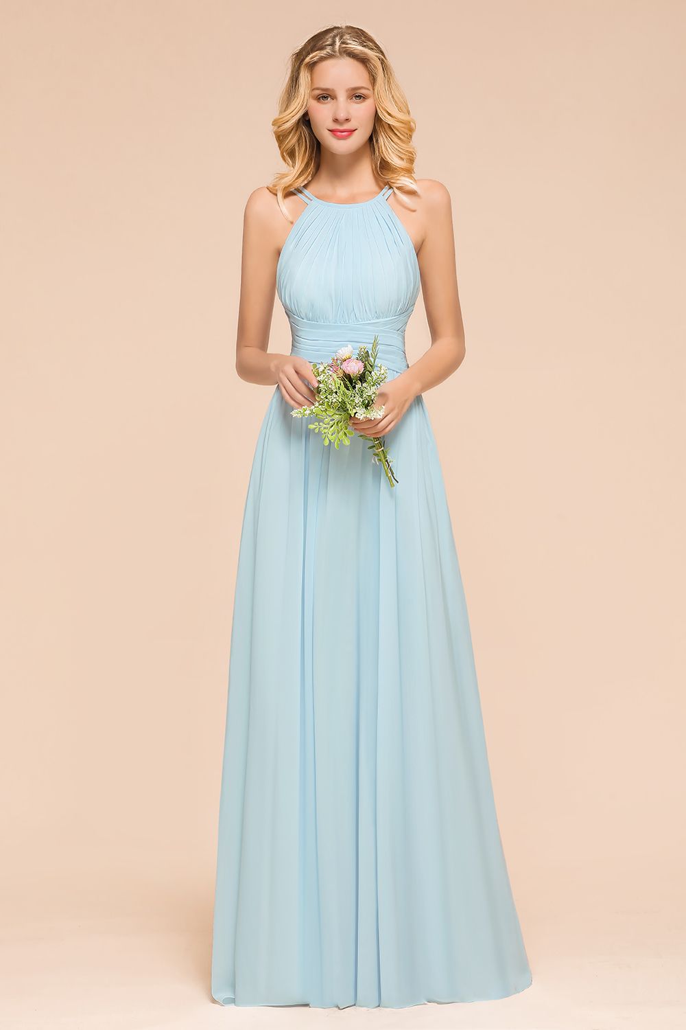 Gorgeous Halter Ruffle Sky Blue Affordable Bridesmaid Dresses Newinlook Gorgeous Halter Ruffle Sky Blue Affordable Bridesmaid Dresses Newinlook