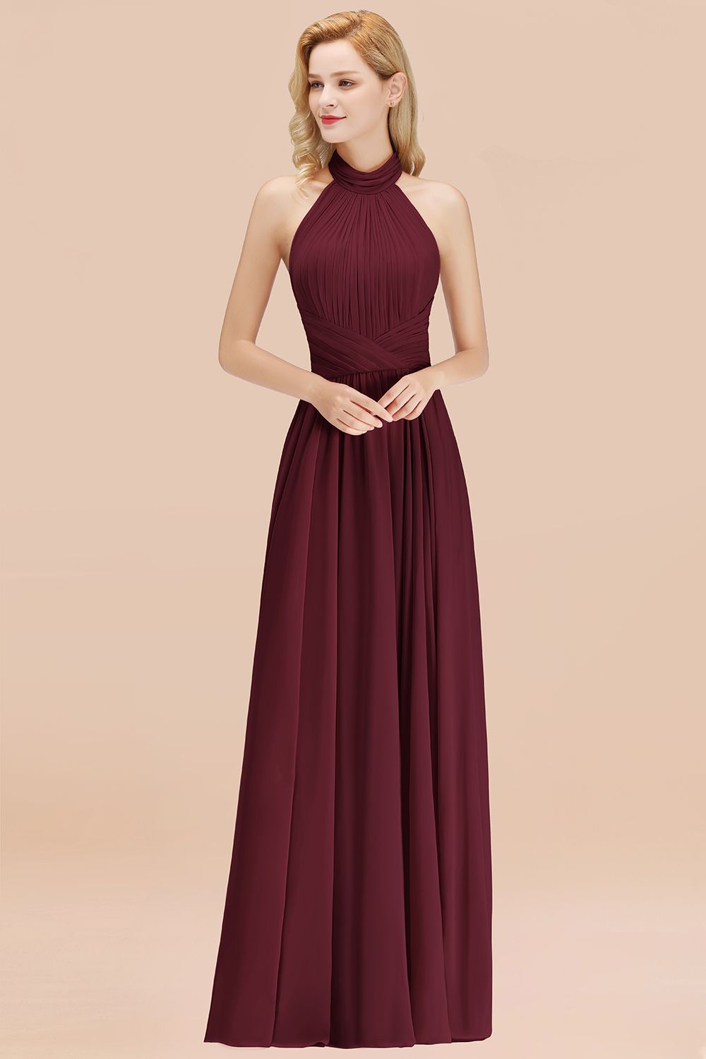 Gorgeous High-Neck Halter Backless Bridesmaid Dresses Dusty Rose Chiff Newinlook Gorgeous High-Neck Halter Backless Bridesmaid Dresses Dusty Rose Chiff Newinlook