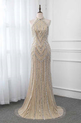 Gorgeous High-Neck Sleeveless Mermaid Prom Dresses with Rhinestoes Online