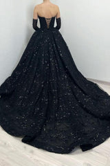 Gorgeous Long Black A-line Sweetheart Lace Laced-up Evening Gown