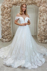 Gorgeous Off-the-Shoulder Lace Wedding Dress On Sale