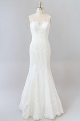 Graceful Illusion Appliques Mermaid Wedding Dress On Sale