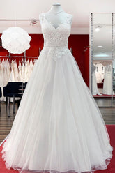 Graceful Ivory Tulle Ruffles A-Line Wedding Dresses