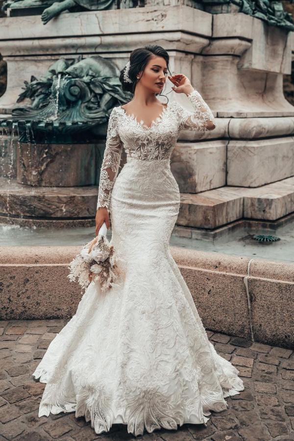 Lace Mermaid Wedding Dress Long Sleeves On Sale Newinlook Lace Mermaid Wedding Dress Long Sleeves On Sale Newinlook