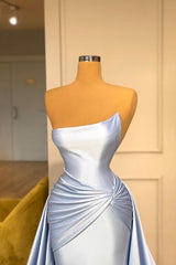 Light Blue A-line Sleeveless Evening Dresses Long Simple Elegant Prom Gowns