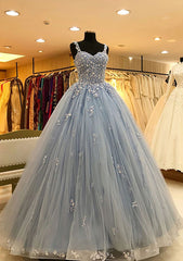 Long/Floor-Length Tulle Prom Ball Gown Sweetheart Dress With Laced
