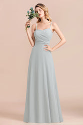 Mist Spaghetti-Straples Long Chiffon Bridesmaid Dresses Online