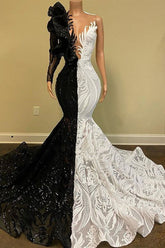 Mix Color Mermaid Prom Dress Sequins Long