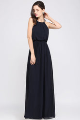 Modest High-Neck Halter Chiffon Junior Bridesmaid Dress Affordable