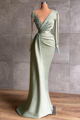 Long Sleeves Mermaid Prom Dress With Appliques