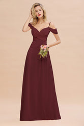 Off-the-Shoulder Sweetheart Ruched Long Bridesmaid Dress Online