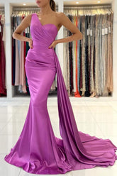 One Shoulder Mermaid Prom Dress With Ruffles