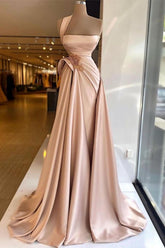 One Shoulder Strapless Long Prom Dress