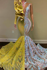 Sequins Mermaid Prom Dress Long With Ruffle-Newinlook