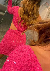 Sequins Velvet One-Shoulder Homecoming Dress for Women