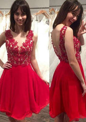 Short/Mini A-Line/Princess Chiffon Cocktail Dress with Appliqued Detail