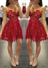 Short Lace A-Line Sweetheart Homecoming Dress